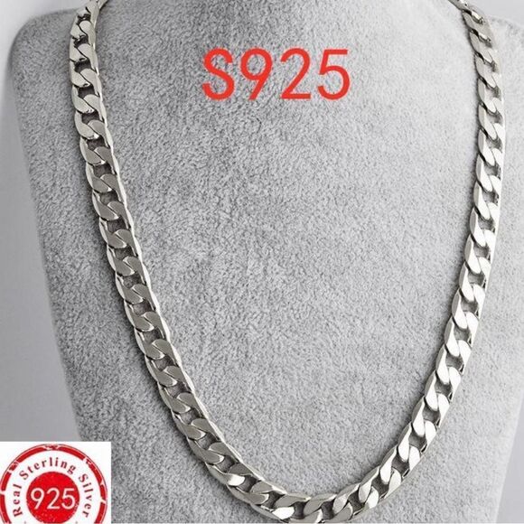 ✨ New Sterling 925 silver 22 inch sparkling 8 mm link chain ✨ - Picture 7 of 12